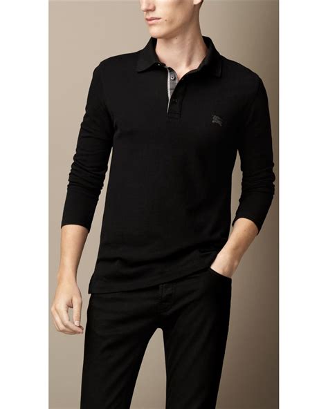 burberry long sleeve polo on sale